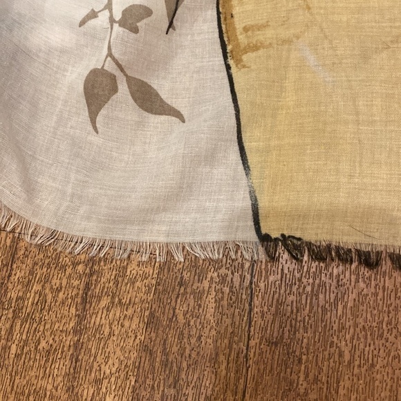 Pink, green, blue and yellow butterfly scarf with fringe on the ends. - Picture 8 of 9